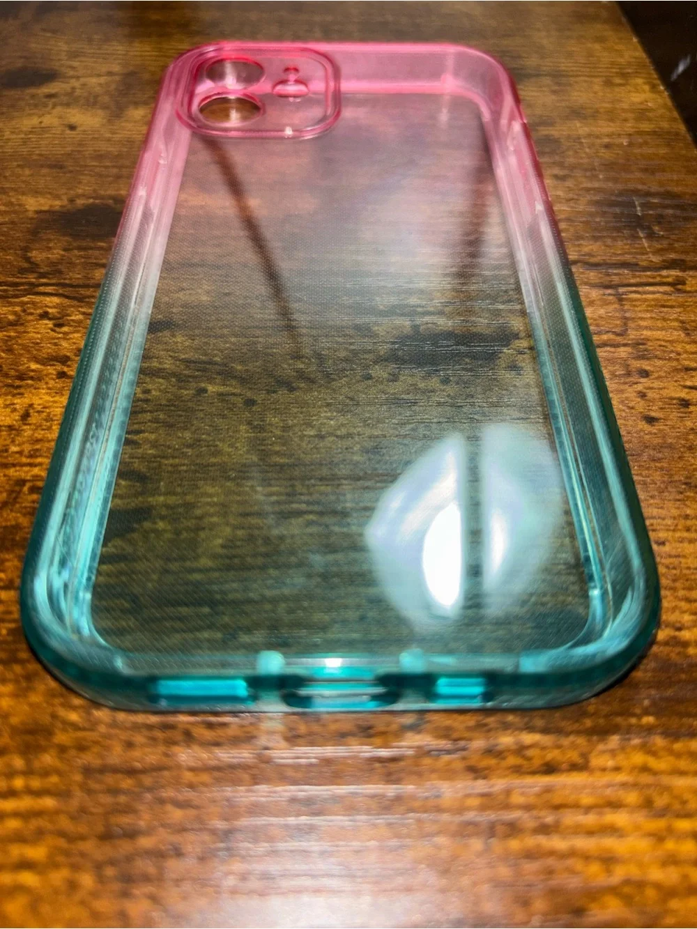 Transparent Ombre Pink to Teal Protective Phone Case for 📲 12 Regular. 💕💕💕✅✅✅